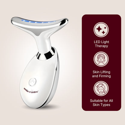 Skin Revive LED face massager device with red light therapy features for skin lifting, firming and anti-ageing.