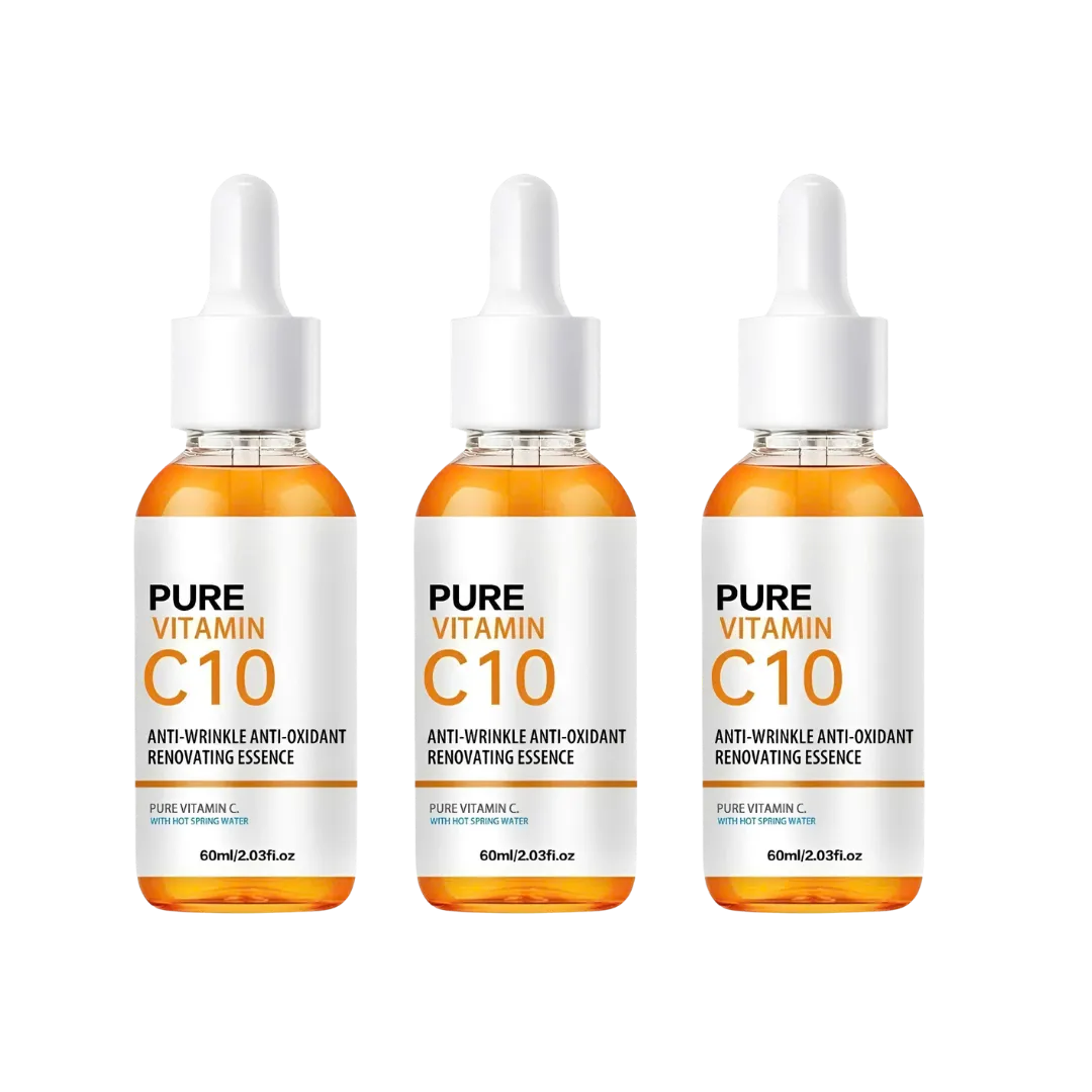 Value trio pack of Skin Revive Pure Vitamin C10 Serum, providing a three-month supply for continuous collagen boosting and glowing skin.